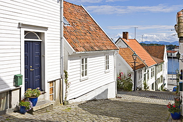 Beautiful old wooden houses in Old Stavanger, the historic centre of Stavanger (European Capital of Culture 2008), Norway, Europe