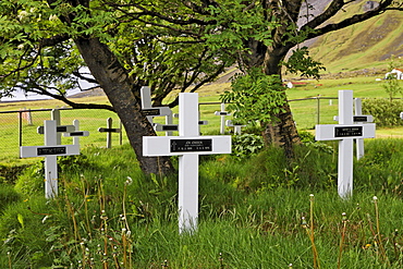 Cemetery at an old heathen church ("Hof"), southern coast of Iceland, Atlantic Ocean