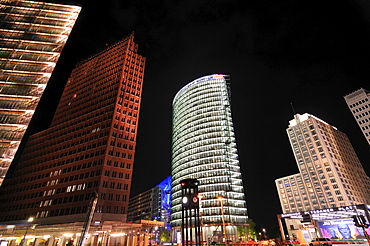 Potsdamer Platz, Potsdam Square at night, Berlin, Germany, Europe