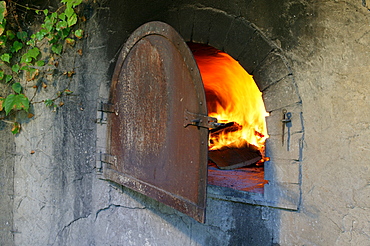 Fire in the baking oven, Bavarian Forest, Bavaria, Germany