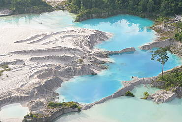 Aerial shot, silting the rainforest after mining, Guyana, South America