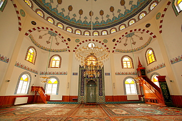 Minbar and pulpit, Bozan Mosque, interior, southern Turkey, Asia