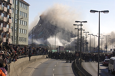 Blowing up the Agfa building, Munich, Upper Bavaria, Bavaria, Germany