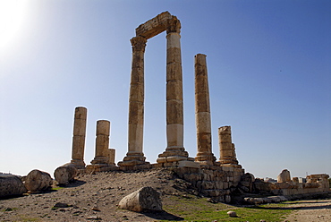 Ruins of the Roman Temple of Hercules, Jebel al-Qala, Amman, Jordan