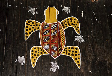 Aboriginal painting in a church on Tiwi Islands, Darwin, Northern Territory, Australia