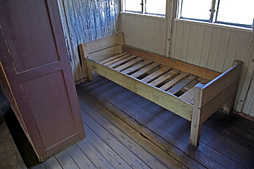 Bed in a barrack in concentration camp sachsenhausen, germany