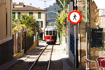 Tram connecting Soller and Port de Soller, Majorca, Balearic Islands, Spain, Europe