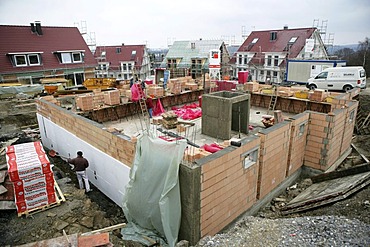 Construction site of private houses, Essen, North Rhine-Westphalia, Germany