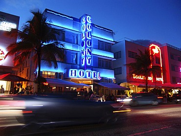 Ocean Drive at night, Miami Beach, Florida, USA