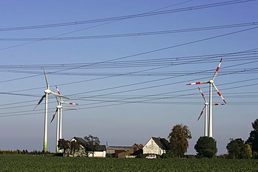 Wind turbines, wind power stations near Soest, North Rhine-Westphalia, Germany