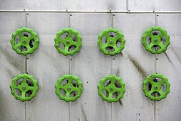 DEU Germany : Gas power station detail. Handwheels for air control. |