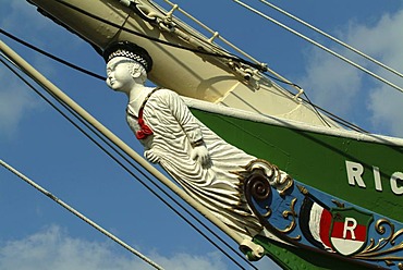 Figurehead, Museum ship Rickmer Rickmers, port of Hamburg, Germany