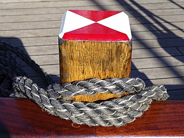 Bollard for ships in the habour, Hamburg, Germany