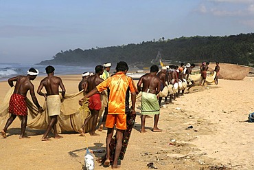 |IND, India, Kerala, Trivandrum : Fishermen at the beach, Malabar coast, south of Trivandrum |