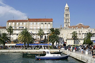 Old part of town, tower of the Sveti Duje cathedral, Split, Middle Dalmatia, Croatia