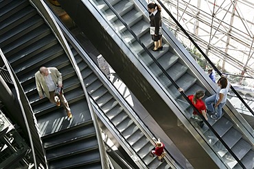 Petersbogen, shopping center, escalators, Leipzig, Saxony, Germany