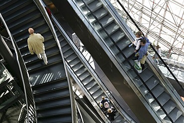 Petersbogen, shopping center, escalators, Leipzig, Saxony, Germany