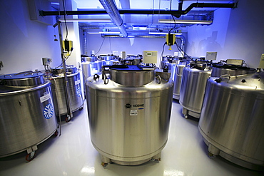 Cooling tanks of the privat company Vita34, which is storing and conditioning cord blood, Dresden, Saxony, Germany