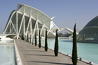 ESP, Spain, Valencia : Ciudad de las Artes Y de las Ciencias, City of arts and sciences. L'Hemisferic und Museo de las Ciencias Principe Filipe