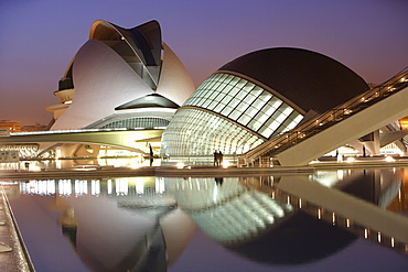 ESP, Spain, Valencia : Ciudad de las Artes Y de las Ciencias, City of arts and sciences. L'Hemisferic and Palau de les Arts Reina Sofia, concert, theatre hall