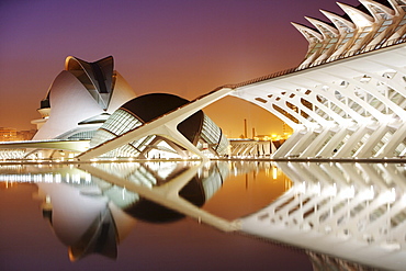 ESP, Spain, Valencia : Ciudad de las Artes Y de las Ciencias, City of arts and sciences. L'Hemisferic and Palau de les Arts Reina Sofia, concert, theatre hall