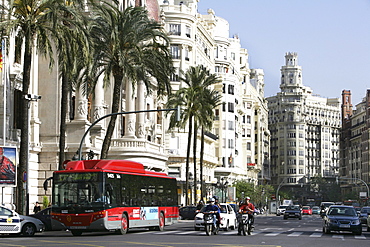 ESP, Spain, Valencia : Plaza Ayuntamiento, Avenida Marques De Sotelo, central city hall square