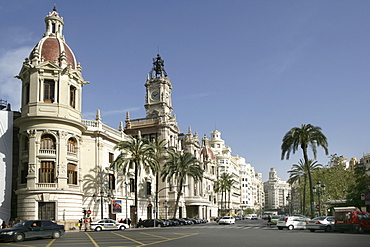 ESP, Spain, Valencia : Plaza Ayuntamiento, Avenida Marques De Sotelo, central city hall square