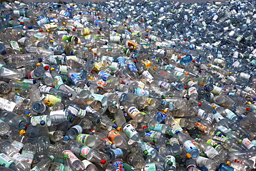 Plastic recycling, PET bottles and plastic rubbish are shredded and pressed, Essen, North Rhine-Westphalia, Germany, Europe