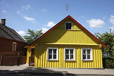 Yellow house in Trakai, Lithuania, Baltic States, Northeastern Europe