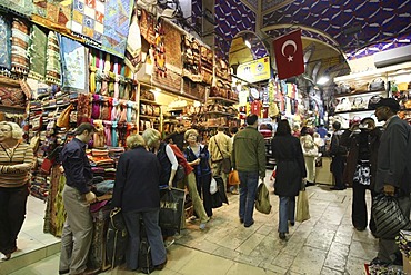 Booths and pedestrians, Grand Bazar or Covered Bazar, covered market for goods of all sorts, Istanbul, Turkey