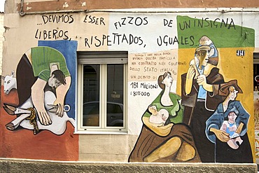 Political mural, Orgosolo, Sardinia, Italy, Europe