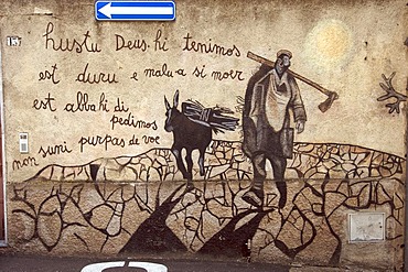 Political mural, Orgosolo, Sardinia, Italy, Europe