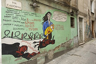 Political mural, Orgosolo, Sardinia, Italy, Europe