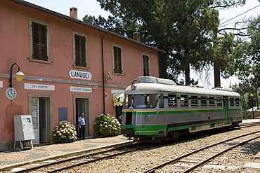 Station in Lanusei with the light railway Trenino Verde, Sardinia, Italy