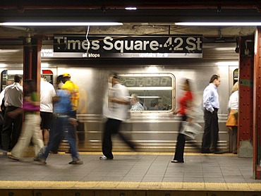 USA, United States of America, New York City: New York Subway. Subway station imes Square, 42nd Street.