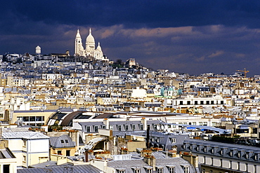 Thunderclouds over Paris and the Sacre-Coeur Basilica, Paris, France, Europe