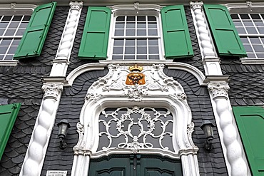 Portal of a historic middle-class house, rokoko style, local heritage museum, Remscheid-Hasten, NRW, Germany