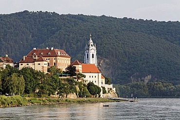 View of Duernstein and Danube, Wachau, Lower Austria, Austria