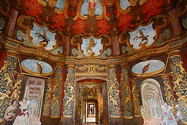 Music room with Italian wall paintings, castle Hellbrunn, Salzburg, Austria