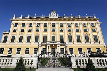 Castle Schoenbrunn, left wing, view from the castle grounds, Vienna, Austria