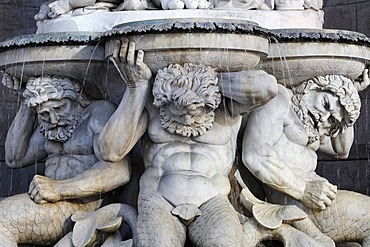 Three male caryatide of the Albertina fountain, Vienna, Austria