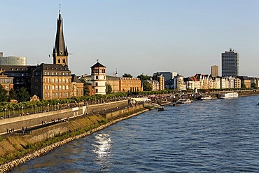 Cityscape Duesseldorf, banks of Rhine, NRW, Germany