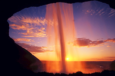 Seljalandsfoss Waterfall, Iceland, Atlantic Ocean