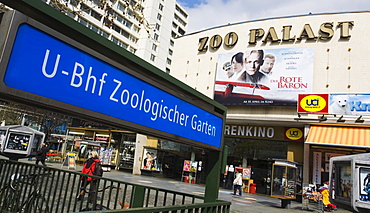 Zoo-Palast Cinema at the tube station Zoologischer Garten, Zoo Station, in the city of Berlin West, Germany, Europe