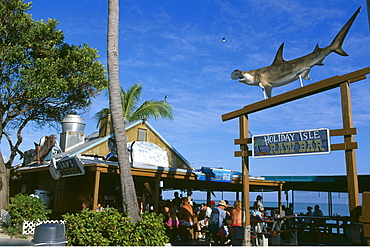 Holiday Isle Resort, decorative hammerhead shark, Key Islamorada, Florida Keys, Florida, USA