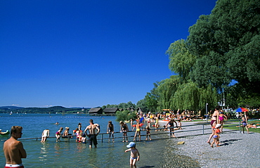 Freibad, open-air bath, lido, Unteruhldingen, Lake Constance, Baden-Wuerttemberg, Germany