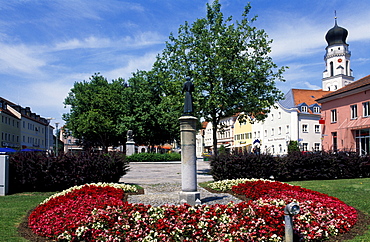 Statue on Stadtplatz Square, Bad Griesbach, Lower Bavaria, Germany, Europe