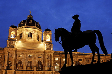 Equestrian statue in front of the Kunsthistorisches Museum (Museum of Art History) in Vienna, Austria