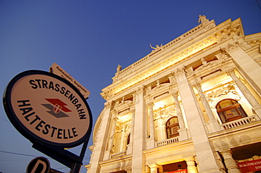 Burgtheater (Burg Theatre) at dusk, Vienna, Austria