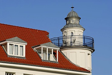 Typical local architecture - Detail of the residential building called Haus am Park in Kuehlungsborn, Western Pomerania, Germany